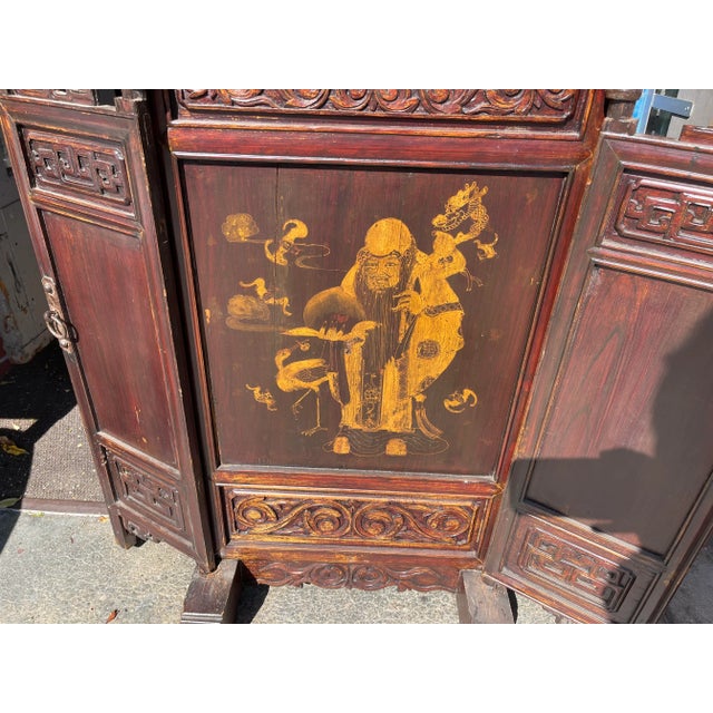 1900 - 1909 Antique Asian Screen With Gilt Decoration For Sale - Image 5 of 8
