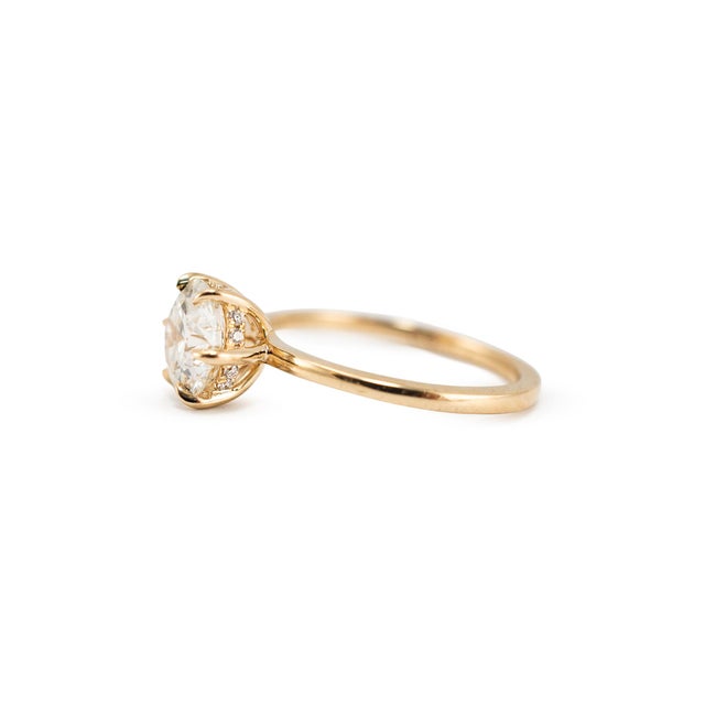 14k Yellow Gold 1.58ctw Lab Grown Round Diamond Hidden Halo Engagement Ring, Size 5.5 For Sale - Image 4 of 10