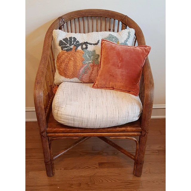 Matching Chinoiserie Bamboo Rattan Cane Club Chairs Set For Sale - Image 10 of 13