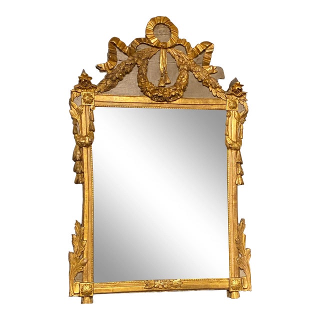 Louis XVI Period Gilt Wood and Polychrome Provincial Mirror For Sale