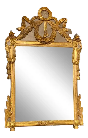 Louis XVI Period Gilt Wood and Polychrome Provincial Mirror