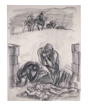Sketches of People, Original Drawing, Mid 20th-century