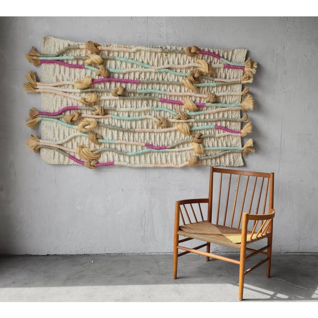 Textile Massive 6ft 1980s Woven Fiber Art Wall Hanging For Sale - Image 7 of 9