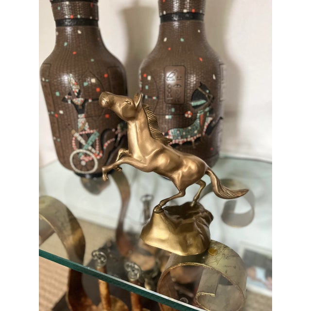 Metal 1970s Brass Rearing Horse For Sale - Image 7 of 8