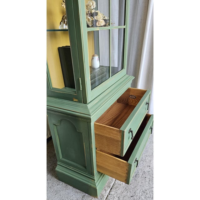 Green MCM Curio Cabinet, Display Cabinet Boho Style, 1950's #1 For Sale - Image 12 of 15