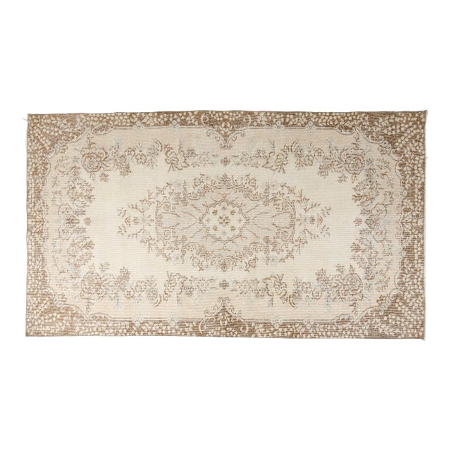 Mid 20th Century Cream and Sandy Tan Area Rug For Sale