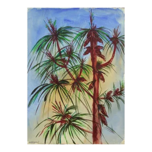 1960s Mid Century White Pine Landscape by Doris Warner