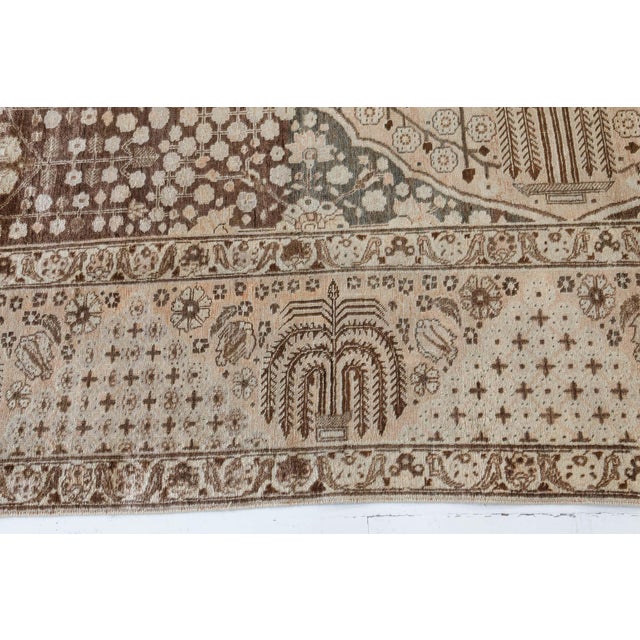 Late 19th Century Authentic 19th Century Beige Persian Tabriz Rug For Sale - Image 5 of 9