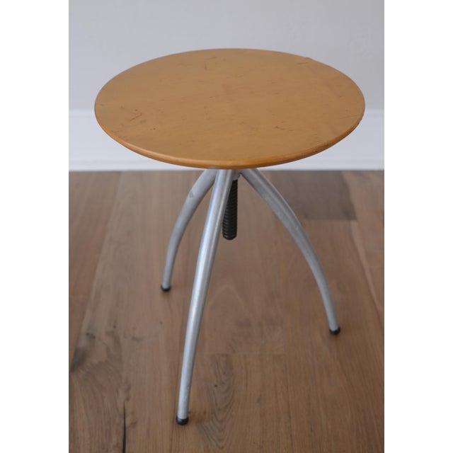 Philippe Starck Vintage Postmodern Adjustable Aluminum and Wood Tripod Side Table For Sale - Image 4 of 9