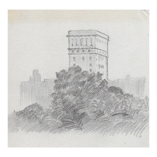 1920s Benjamin Harnett Cityscape Drawing For Sale