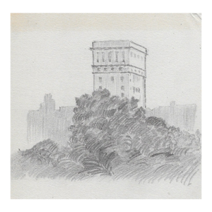 1920s Benjamin Harnett Cityscape Drawing