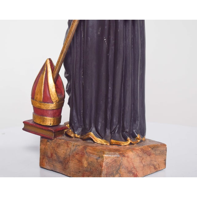 Wooden Sculpture of Saint Benedict, 1890s For Sale - Image 10 of 11