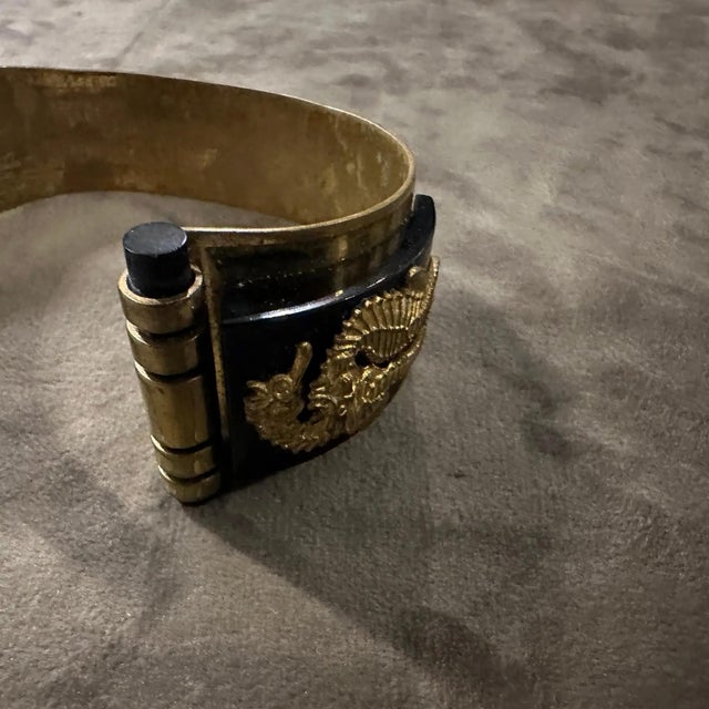 1930 Antique Jean Painlevé Art Deco Bakelite and Brass Seahorses French Bracelet For Sale - Image 13 of 14
