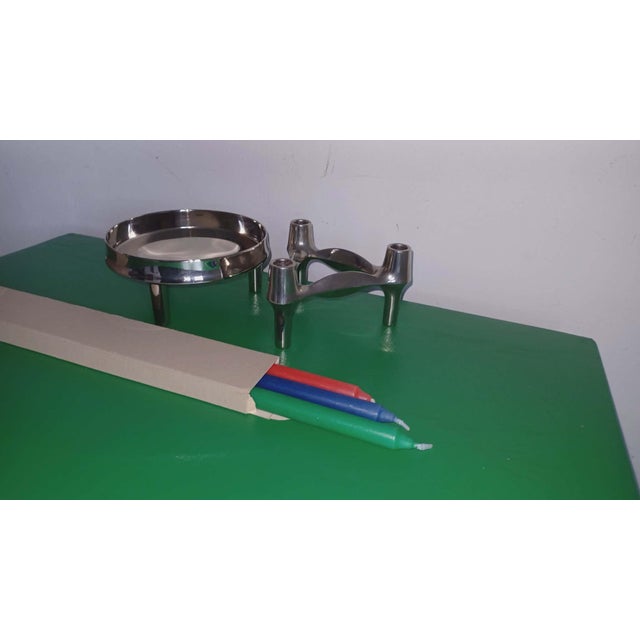 Silver Modular Candleholder and Schale by Ceasar Stoffi & Fritz Nagel for BMF, 1970s, Set of 2 For Sale - Image 8 of 11