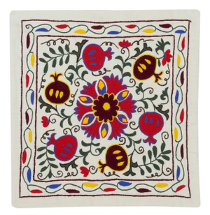 17"x18" Hand Embroidered 100% Cotton Cushion Cover. Contemporary Lace Pillow