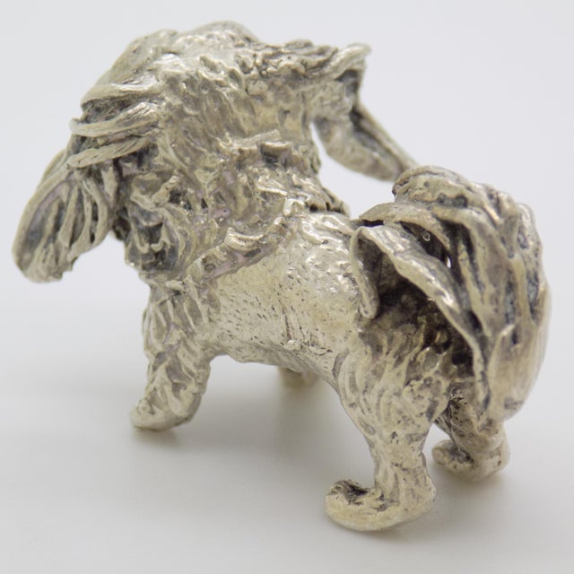 Vintage Italian Handmade Genuine Silver 1950s Pekingese Dog Figurine Miniature For Sale - Image 6 of 11