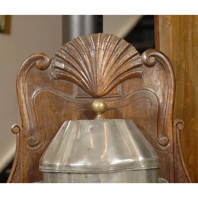 French 18th Century Louis XV Period Pewter Lavabo Mounted on Walnut Stand For Sale - Image 3 of 11