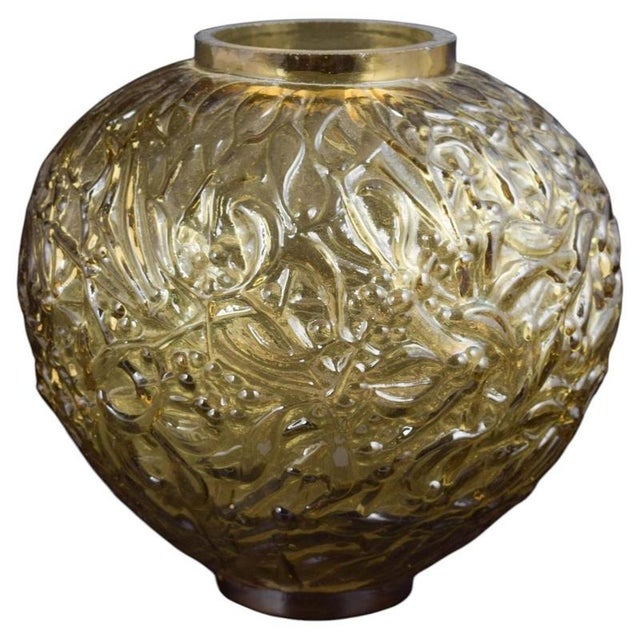 French Vase in Amber-Coloured Glass with Deeply Moulded Relief For Sale - Image 5 of 5