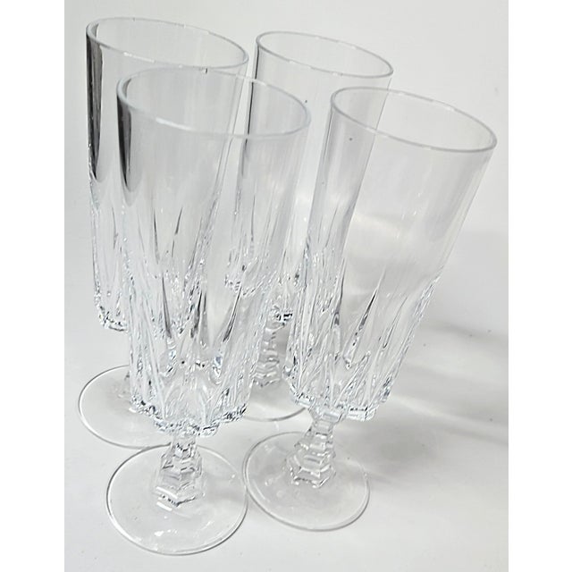 Vintage French Champagne Flutes- Set of Four For Sale - Image 4 of 14