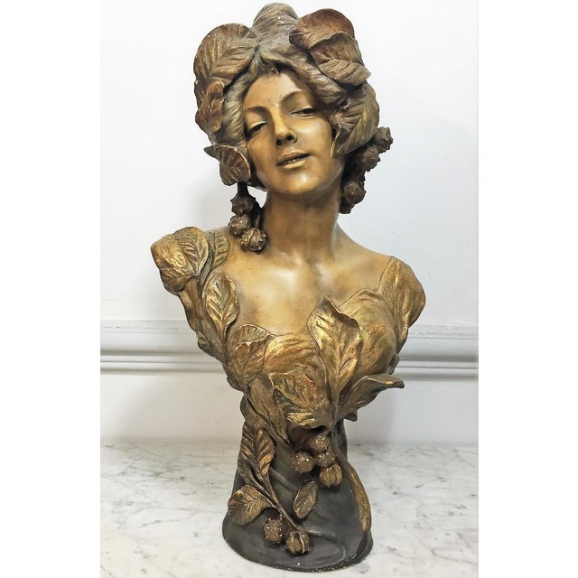 Friedrich Goldscheider, Girl with Flowers Bust, 1900, Terracotta For Sale - Image 14 of 15