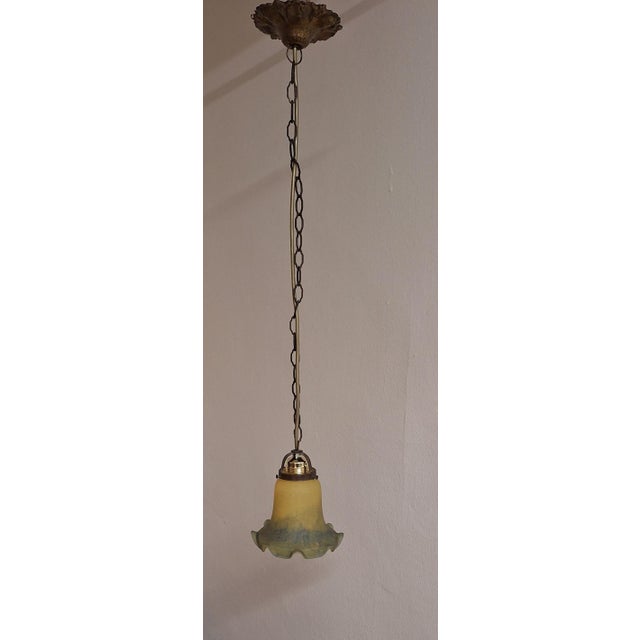 Antique French Hanging Lamp by Vianne, 1890s, in Very Good conditions. Designed 1890 to 1919 This piece has an attribution...