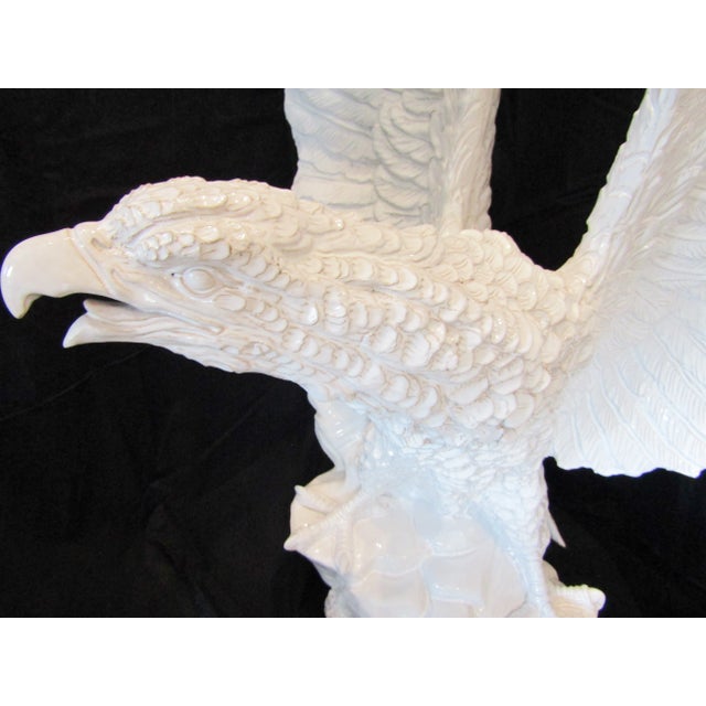 Monumental Italian White Glazed Terra Cotta Eagle Sculpture Circa 1960s For Sale - Image 10 of 17