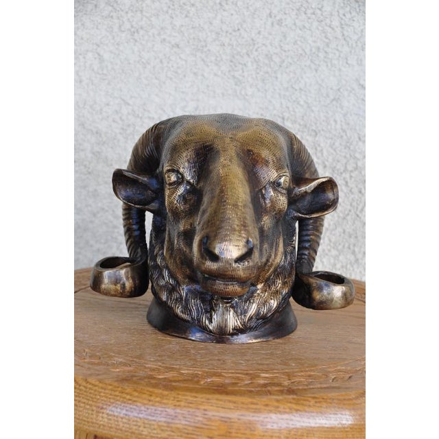 Antique Cast Bronze Ram’s Head Wall Sculpture | Chairish
