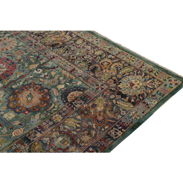 Rug & Kilim’s Classic Garden Style Rug in Green, Blue and Polychromatic Florals For Sale In New York - Image 6 of 7