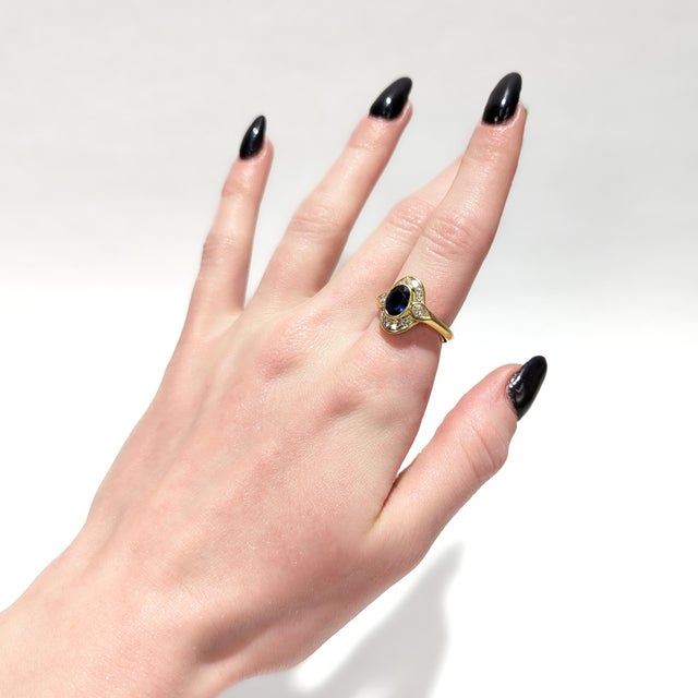 Vintage 18k Gold, Sapphire, and Diamond Cocktail Ring For Sale - Image 4 of 12