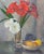 Vintage mid century floral still life. Beautiful colors. Oil on canvas. Signed Nessler. Dated 1951