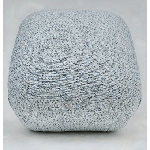 C. 1980's Post-Modern Sherrill Furniture Pouf Ottoman/Stool With a Linear Boucle Textile For Sale - Image 16 of 18