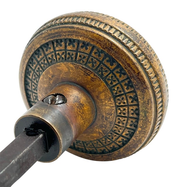 Antique American Bronze Door Knobs With Door Plates - 5 Pieces For Sale - Image 6 of 8