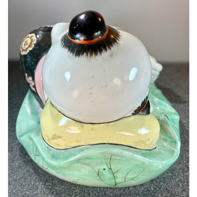Mid 20th Century Chinese Hand Painted Porcelain Child Resting Pillow For Sale In Greenville, SC - Image 6 of 10