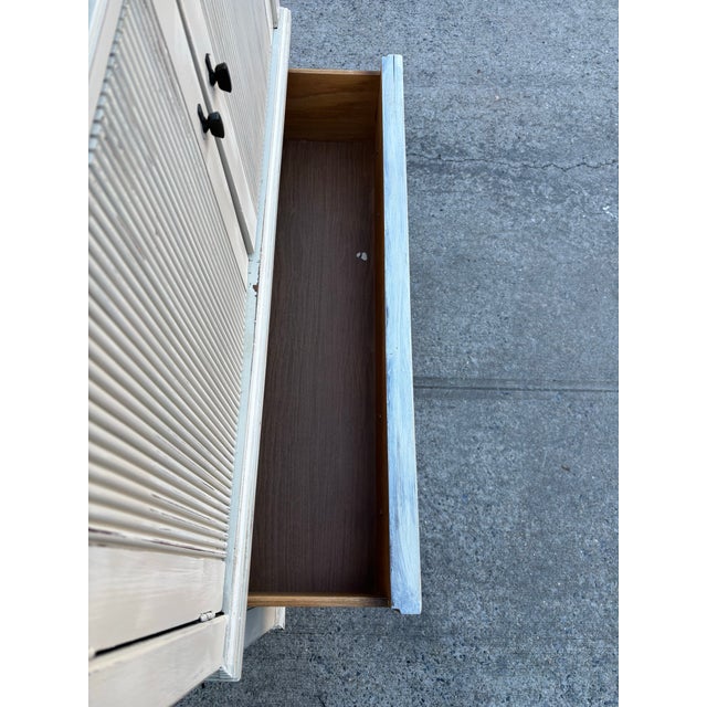 Vintage French Country Cabinet Dresser, Distressed Cream Chest With Cabinet Doors, Cottage Farmhouse Storage Furniture, French Bedroom Chest For Sale - Image 11 of 12