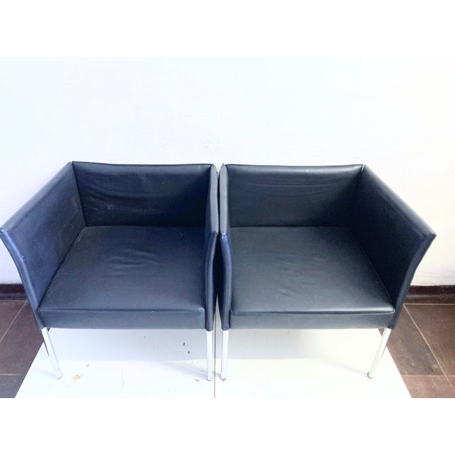 Metal Leather Armchairs by KFF, 1990s, Set of 2 For Sale - Image 7 of 12