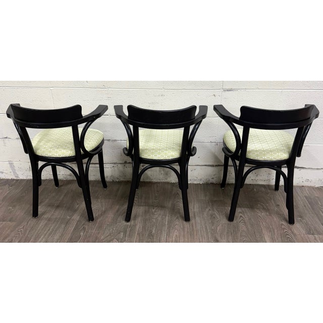 Vintage Bentwood Geometric Upholstered Arm Chairs - Set of 3 For Sale - Image 10 of 11