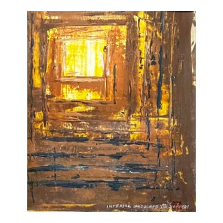 Interior Land Scape. VIII Framedgoled Yellow Painting For Sale