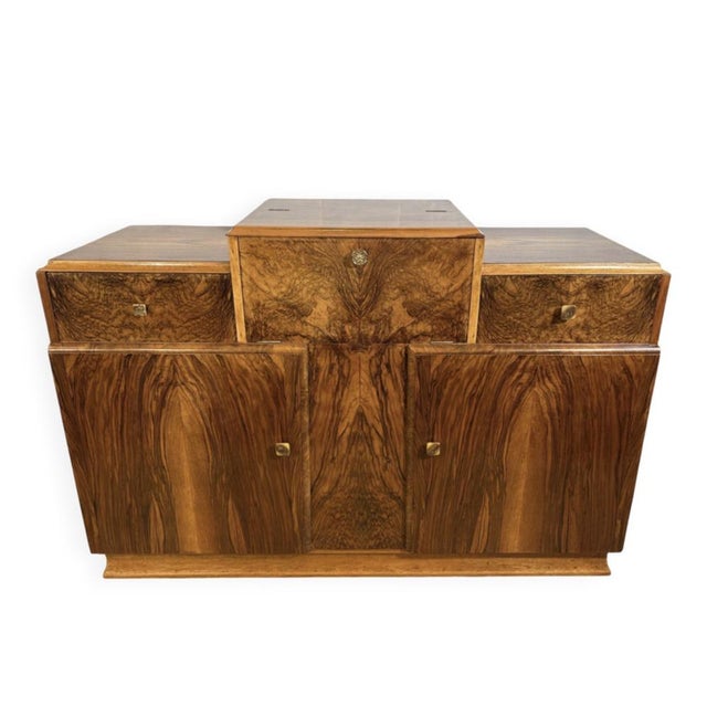 Art Deco English Burr Walnut Cocktail Bar Cabinet, 1930s For Sale - Image 15 of 15