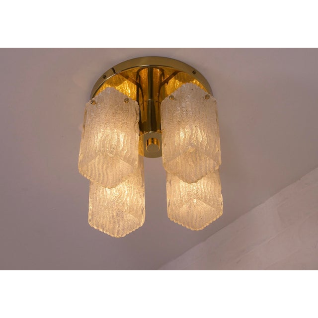 Vintage Ceiling Light in Brass and Murano Glass, 1970s For Sale - Image 4 of 10