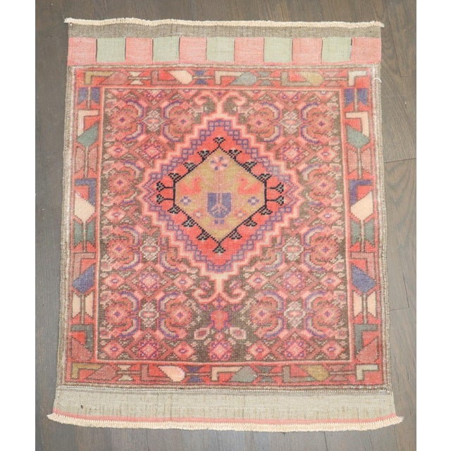 Textile Pair of Pink Persian Mini Rugsrug no. j5131 For Sale - Image 7 of 7