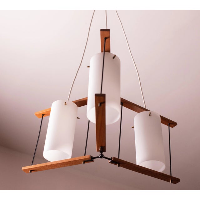 Wood Italian Mid-Century Chandelier by Stilnovo, 1970s For Sale - Image 7 of 12