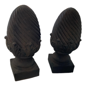 Large 1980s Granite Color Finial / Statuary - A Pair