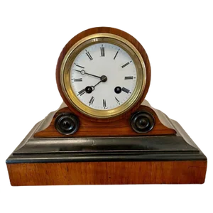 Antique Victorian Walnut Desk Clock