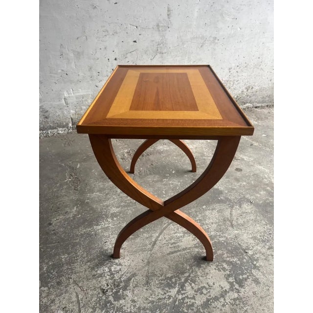 Wood X-Shaped Leg Side Table For Sale - Image 7 of 13