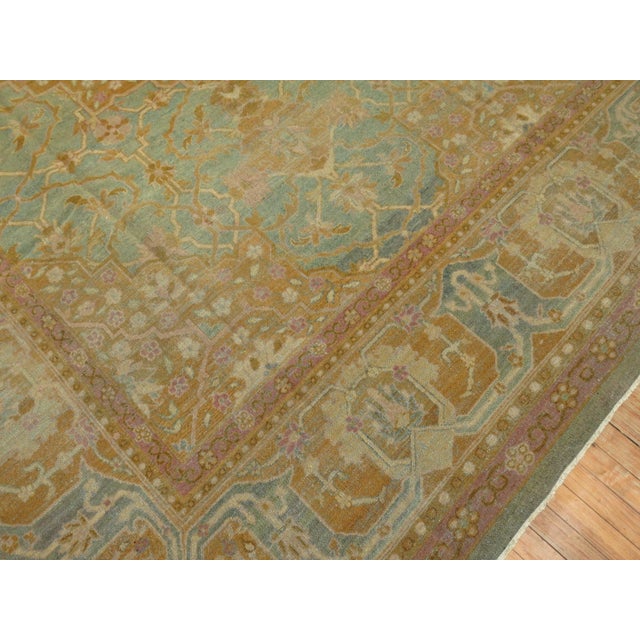 Contemporary Turquoise Pink Antique Indian Amritsar Room Rug - 9' x 11'9" For Sale - Image 3 of 6