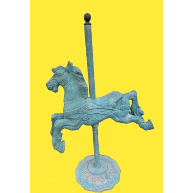 Verdigris Monumental Carousel Horse Green Patinated Bronze Statue For Sale - Image 8 of 11