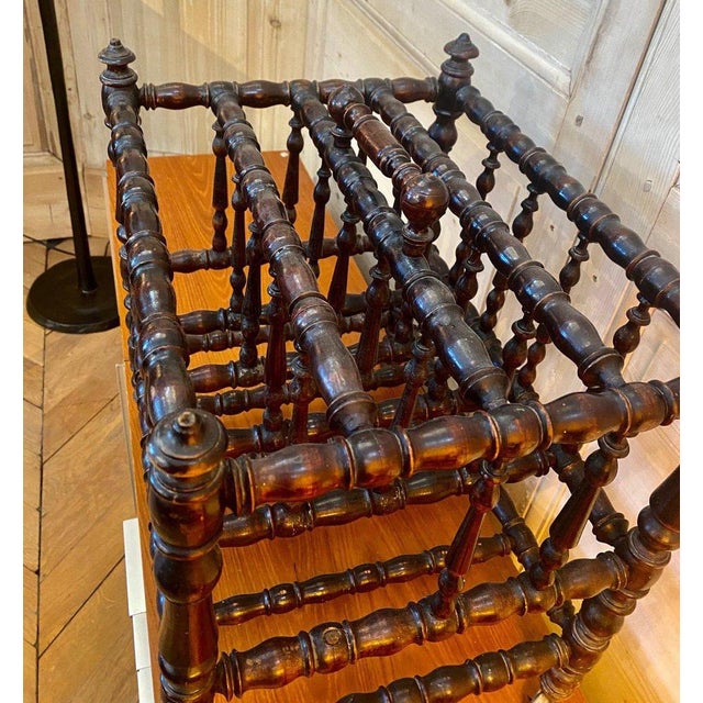 Turned Wood Newspaper Rack For Sale - Image 5 of 10