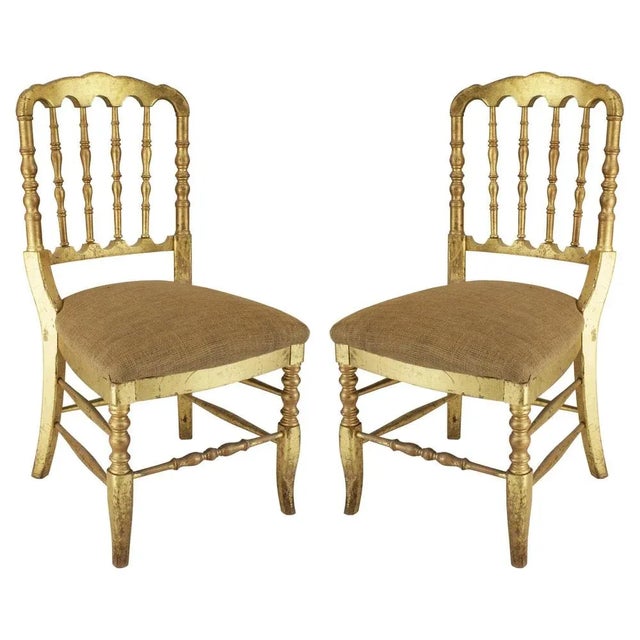 French Gold Leaf Chiavari Style Chair, 1960s For Sale - Image 6 of 7