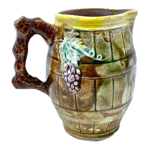 Antique Majolica Grape Vine & Barrel Creamer