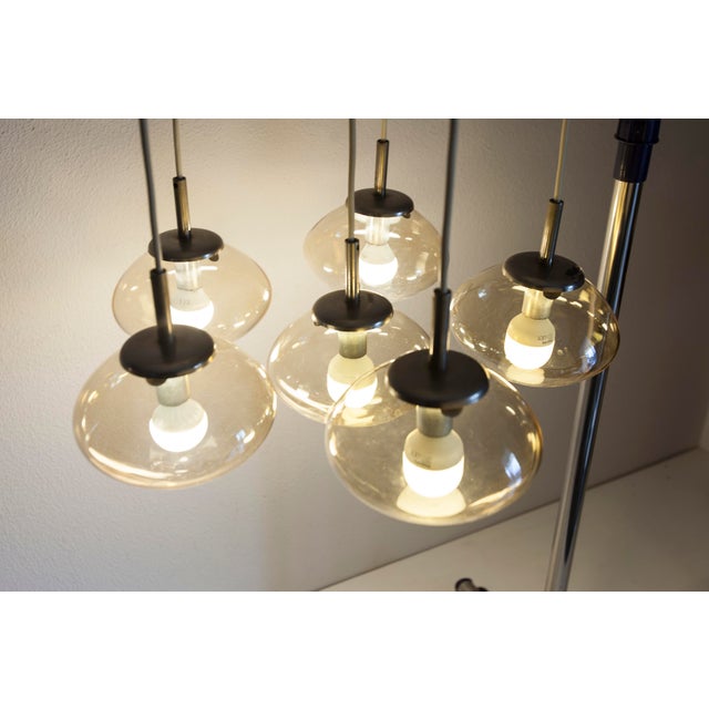 Cascade Chandelier with 6-Light Smoked Glass Drops, 1960s For Sale - Image 10 of 18